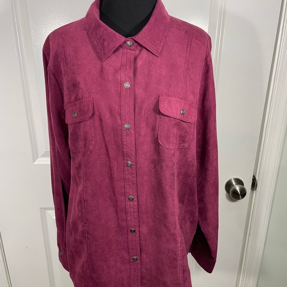 croft & barrow Tops - Croft&Barrow Plum Button-Up Shirt Size PXL CB-80